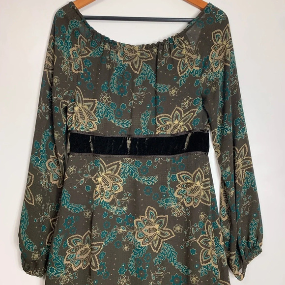 Ann Taylor Loft Dress Floral Side Zip Lined Long Sleeve Brown Sz 6 Bohofairy Y2K - Picture 8 of 15